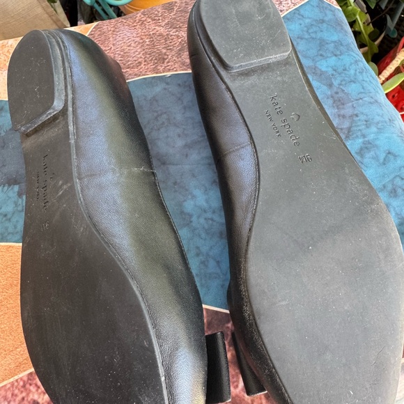 kate spade Black Leather Bow-Trim Flats with Gold Accent - Picture 6 of 10